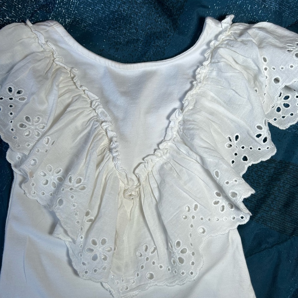 White Eyelet Ruffle Kids One Piece 3/6months infant (c) - Picture 2 of 7